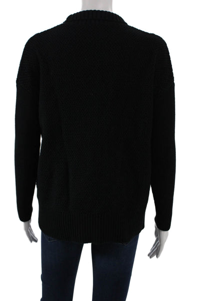 J Crew Womens Black Cotton High Neck Pullover Sweater Long Sleeve Size XS