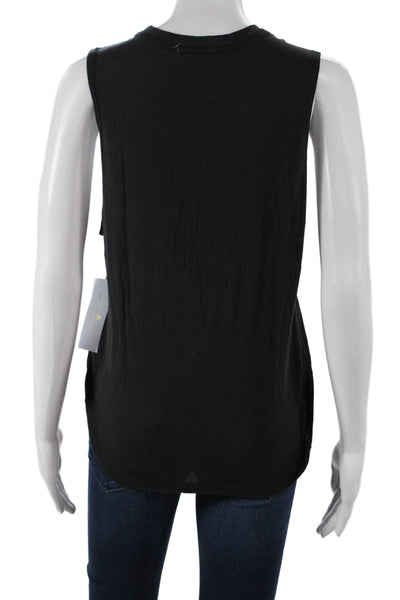 Spiritual Gangster Women Basic Black Tank Micro Modal Crew Neck Yoga Size S