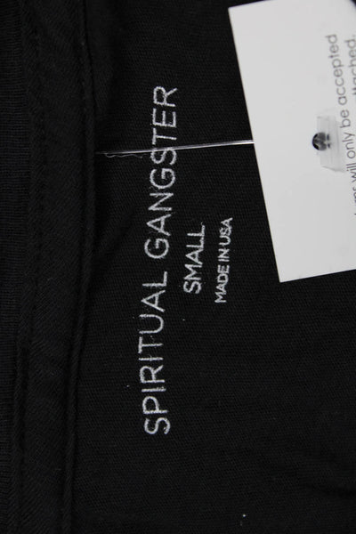Spiritual Gangster Women Basic Black Tank Micro Modal Crew Neck Yoga Size S