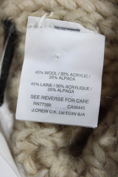 J Crew Women's Pom-Pom Knit Beanie Hat Beige One Size