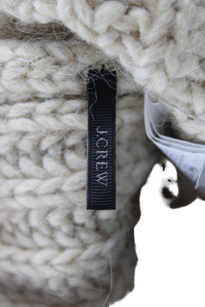 J Crew Women's Pom-Pom Knit Beanie Hat Beige One Size