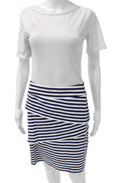 J. Mclaughlin Women Mini Straight Pencil Skirt Blue Striped Nylon Size S