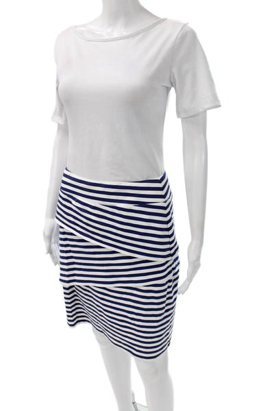 J. Mclaughlin Women Mini Straight Pencil Skirt Blue Striped Nylon Size S