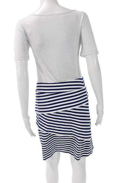 J. Mclaughlin Women Mini Straight Pencil Skirt Blue Striped Nylon Size S