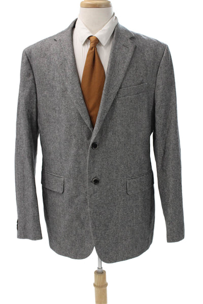 Banana Republic Mens Blazer Gray Herringbone Cotton Button Fall Size 44