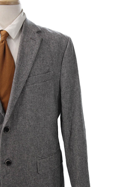 Banana Republic Mens Blazer Gray Herringbone Cotton Button Fall Size 44