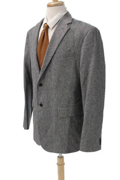 Banana Republic Mens Blazer Gray Herringbone Cotton Button Fall Size 44