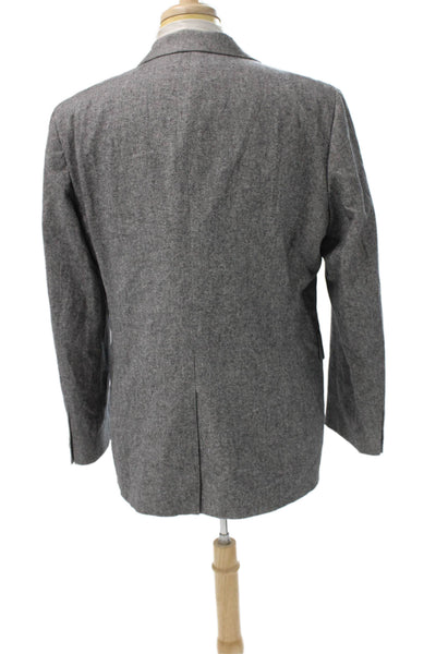 Banana Republic Mens Blazer Gray Herringbone Cotton Button Fall Size 44
