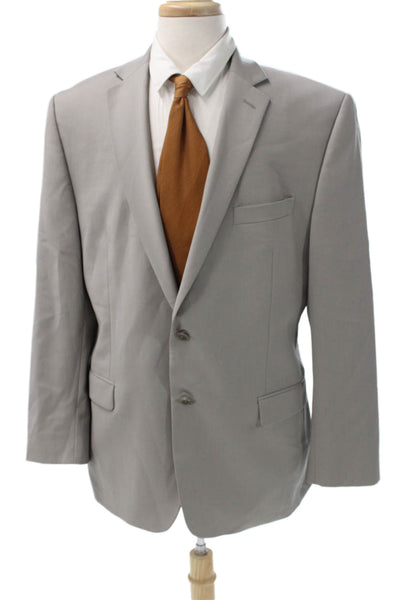 Calvin Klein Mens Blazer Gray 100% Wool Solid Button Size 42