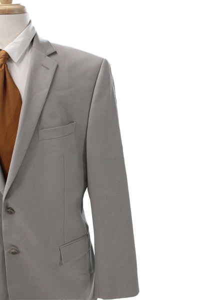 Calvin Klein Mens Blazer Gray 100% Wool Solid Button Size 42