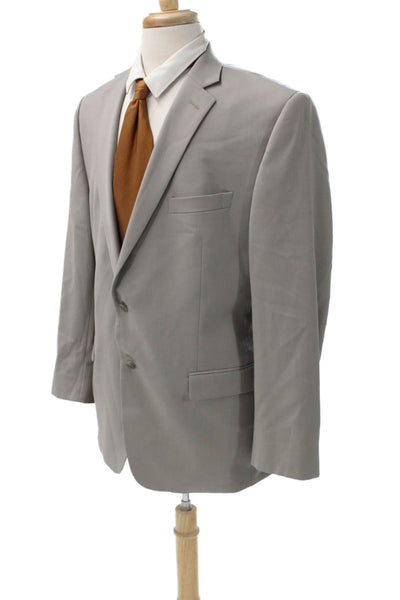 Calvin Klein Mens Blazer Gray 100% Wool Solid Button Size 42