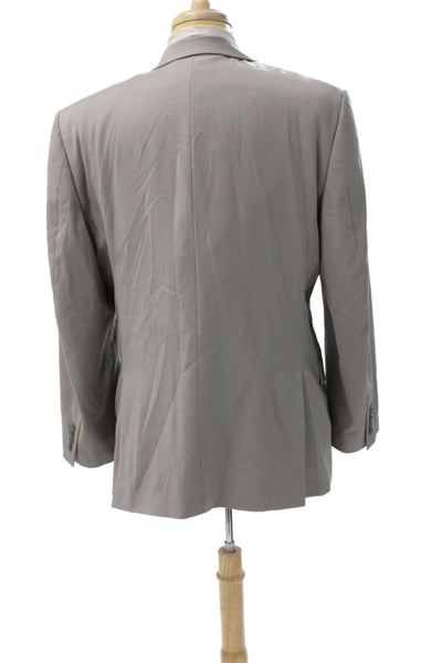 Calvin Klein Mens Blazer Gray 100% Wool Solid Button Size 42