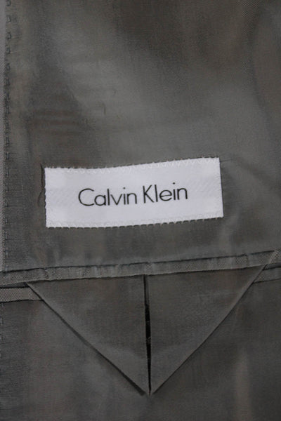 Calvin Klein Mens Blazer Gray 100% Wool Solid Button Size 42