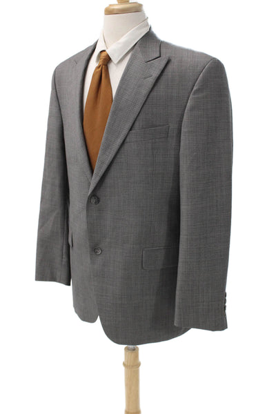 Jack Victor Mens Blazer Gray Wool Check Button Size 42