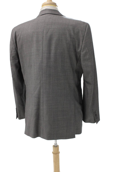 Jack Victor Mens Blazer Gray Wool Check Button Size 42