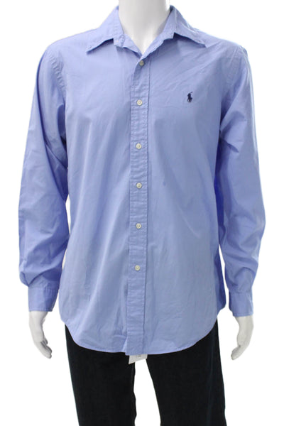 Ralph Lauren Blue Label Mens Custom Fit Button Down Shirt Blue Size Large