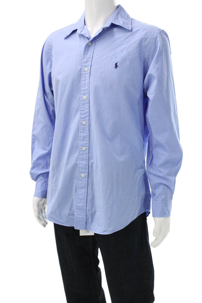 Ralph Lauren Blue Label Mens Custom Fit Button Down Shirt Blue Size Large