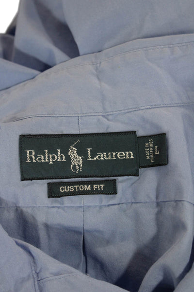 Ralph Lauren Blue Label Mens Custom Fit Button Down Shirt Blue Size Large