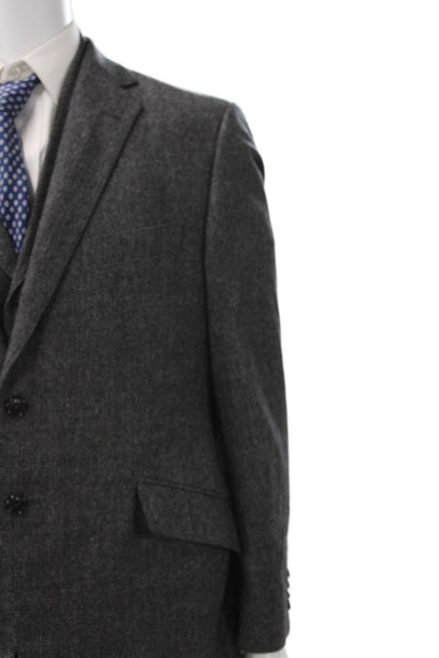 Joseph Abboud Mens 2 Piece Suit Jacket Wool Herringbone Gray Button Size 42