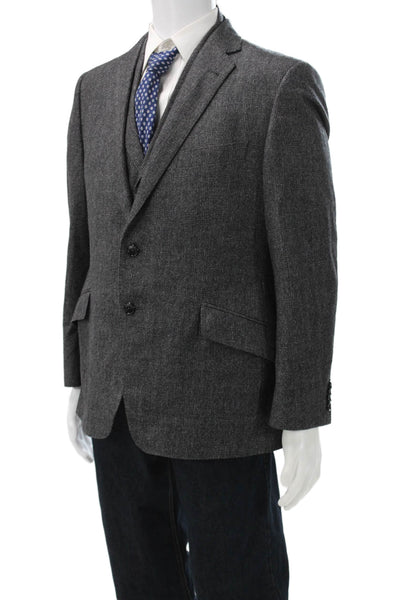 Joseph Abboud Mens 2 Piece Suit Jacket Wool Herringbone Gray Button Size 42