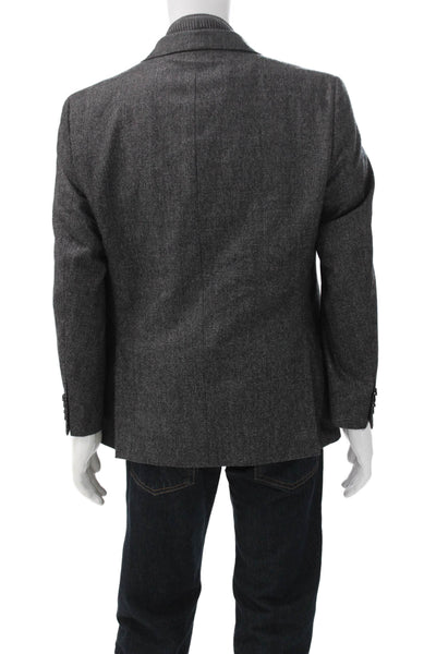 Joseph Abboud Mens 2 Piece Suit Jacket Wool Herringbone Gray Button Size 42
