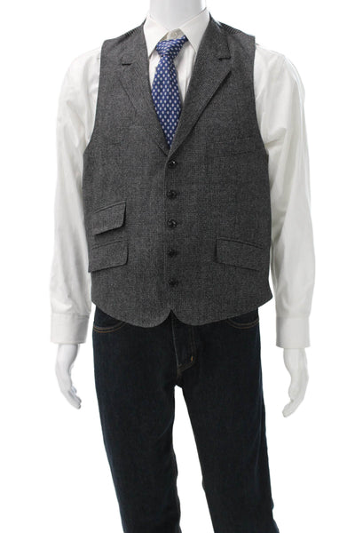 Joseph Abboud Mens 2 Piece Suit Jacket Wool Herringbone Gray Button Size 42