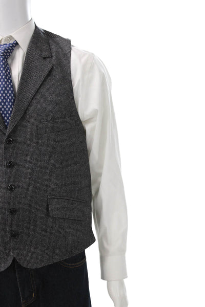 Joseph Abboud Mens 2 Piece Suit Jacket Wool Herringbone Gray Button Size 42