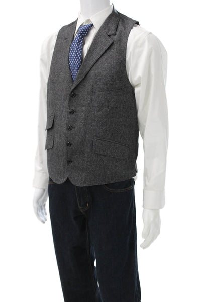 Joseph Abboud Mens 2 Piece Suit Jacket Wool Herringbone Gray Button Size 42