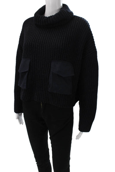 Zara Womens Black Wool Cowl Neck Long Sleeve Pullover Sweater Size M