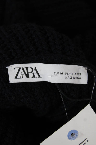 Zara Womens Black Wool Cowl Neck Long Sleeve Pullover Sweater Size M