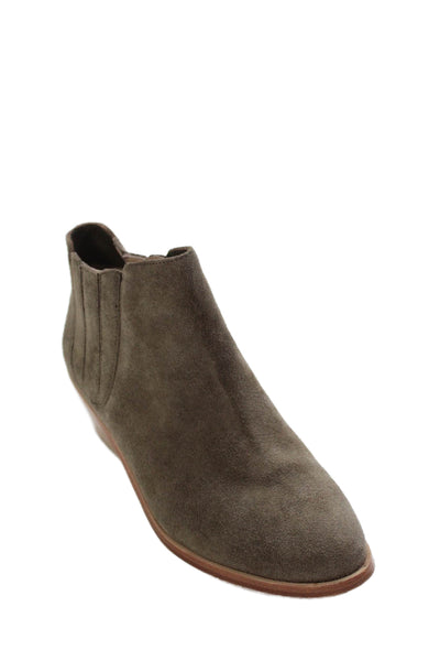 Joie Womens Suede Stretch Inset Pull On Ankle Boots Beige Size 37 7