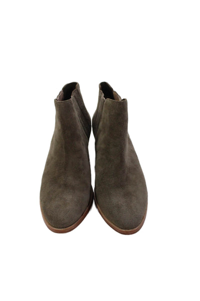 Joie Womens Suede Stretch Inset Pull On Ankle Boots Beige Size 37 7