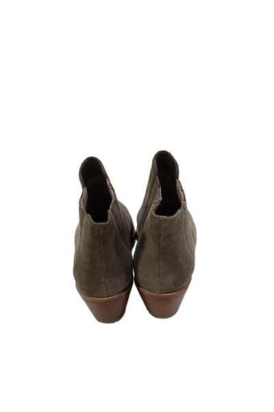 Joie Womens Suede Stretch Inset Pull On Ankle Boots Beige Size 37 7