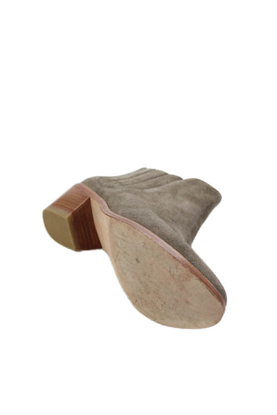 Joie Womens Suede Stretch Inset Pull On Ankle Boots Beige Size 37 7
