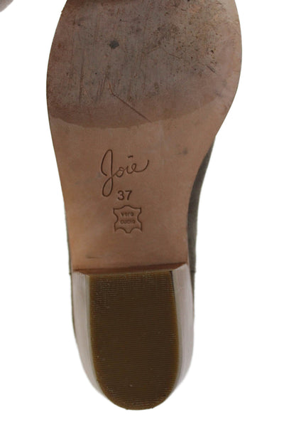 Joie Womens Suede Stretch Inset Pull On Ankle Boots Beige Size 37 7