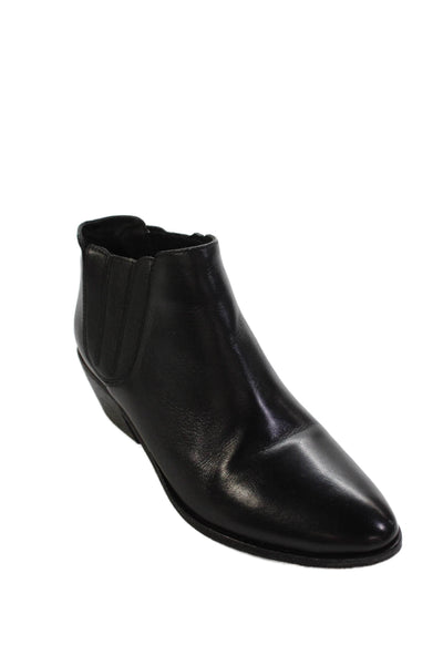 Joie Womens Leather Stretch Inset Pull On Ankle Boors Black Size 37 7