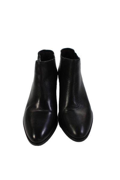 Joie Womens Leather Stretch Inset Pull On Ankle Boors Black Size 37 7