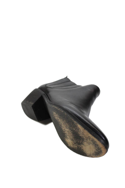 Joie Womens Leather Stretch Inset Pull On Ankle Boors Black Size 37 7