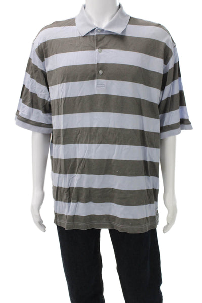Bobby Jones Mens Striped Polo Shirt Grey Blue Size Extra Extra Large