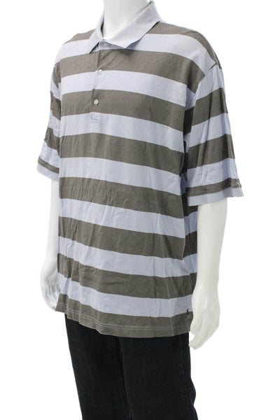 Bobby Jones Mens Striped Polo Shirt Grey Blue Size Extra Extra Large