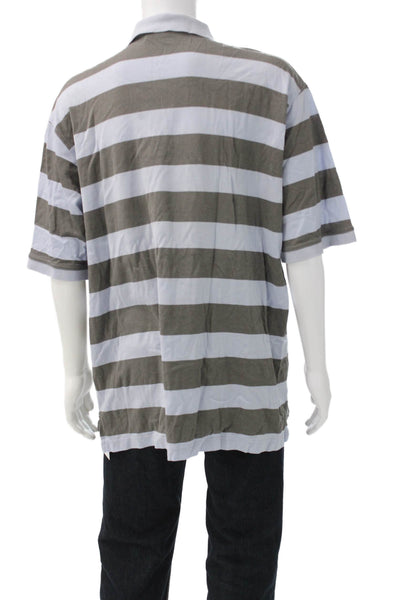 Bobby Jones Mens Striped Polo Shirt Grey Blue Size Extra Extra Large