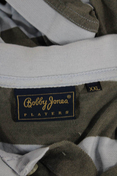 Bobby Jones Mens Striped Polo Shirt Grey Blue Size Extra Extra Large