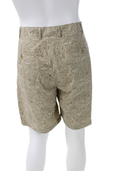 Peter Millar Mens Chino Shorts Beige Floral Cotton Button Size 40