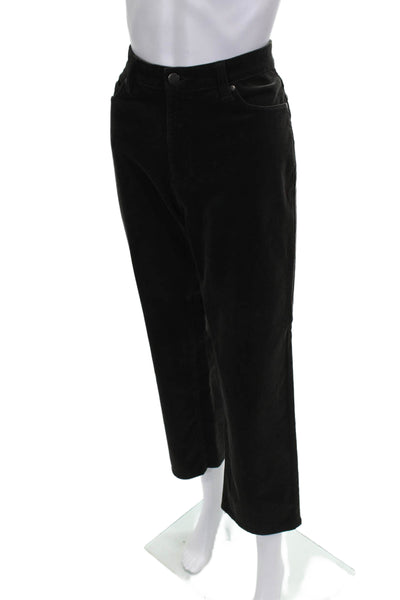 Eileen Fisher Women Green Cropped Corduroy Pants Button Closure Size 6