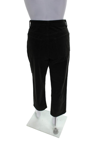 Eileen Fisher Women Green Cropped Corduroy Pants Button Closure Size 6