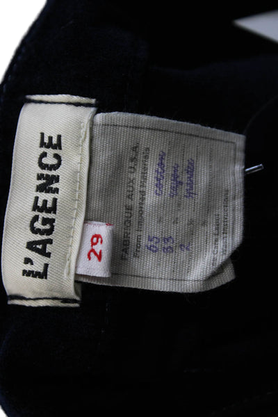 L Agence Womens Straight Pants Blue Cotton High Rise 30in Inseam Size 29