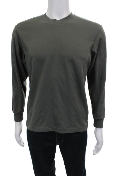 Uniqlo Mens Green Long Sleeve Crew Neck Shirt Cotton Blend Size S