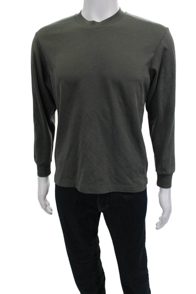 Uniqlo Mens Green Long Sleeve Crew Neck Shirt Cotton Blend Size S