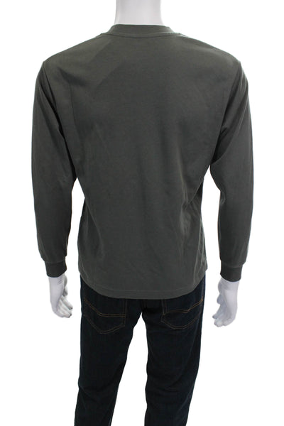 Uniqlo Mens Green Long Sleeve Crew Neck Shirt Cotton Blend Size S