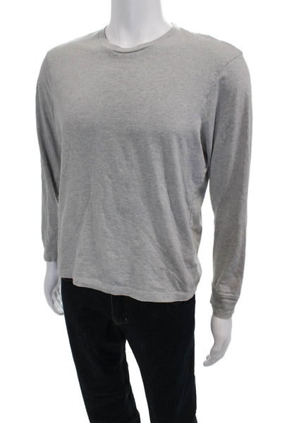 J Crew Mens Gray Long Sleeve Crewneck Shirt 100% Cotton Size M